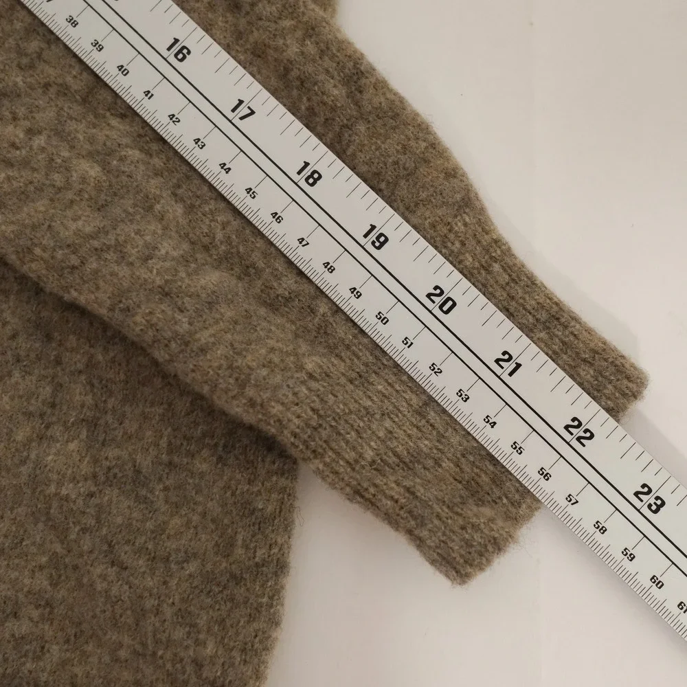 VTG Eddie Bauer Sweater Mens L 100% Lambswool Shawl Collar Academia Tan Heather